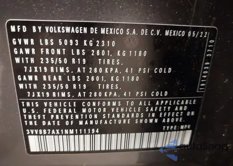 2022 Volkswagen Tiguan 2.0T Se R-Line Black z USA, uszkodzony, nr VIN 3VV8B7AX1NM111194